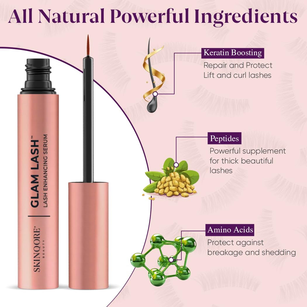 GlamLash Eyelash Growth Serum – For Longer, Fuller, Thicker Lashes